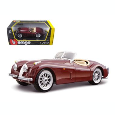 Carfaxo 1951 Jaguar XK 120 Roadster Burgundy 1/24 Diecast Model Car by Bburago. View a larger version of this product image.