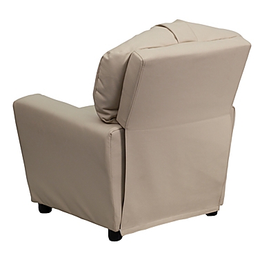 Flash Furniture Chandler Contemporary Beige Vinyl Kids Recliner with Cup Holder. View a larger version of this product image.