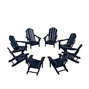 WestinTrends Outdoor Folding Adirondack Chair (Set of 8), Navy Blue