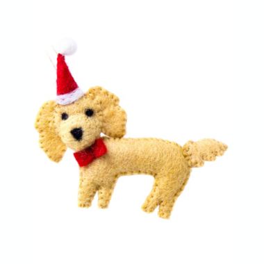Global Crafts Labradoodle Santa Dog Handmade Felt Ornaments, Set of 2. View a larger version of this product image.
