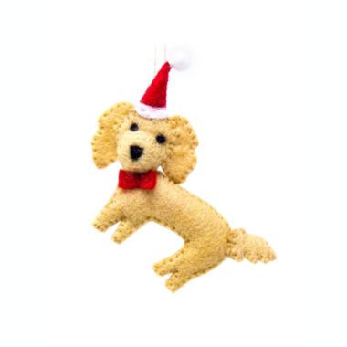 Global Crafts Labradoodle Santa Dog Handmade Felt Ornaments, Set of 2. View a larger version of this product image.