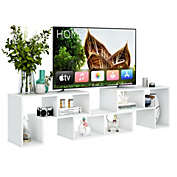 Slickblue 3 Pieces TV Stand Console Entertainment Center for TVs up To 65 Inch with Bookcase Shelves-White