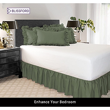 SHOPBEDDING Ruffled Bed Skirt (Twin, Sage) 18 Inch Bed Skirt with Platform, Poly/Cotton Fabric, Available in All Bed Sizes and 14 Colors by BLISSFORD. View a larger version of this product image.