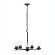 Lalia Home 5-Light 20.5" Classic Contemporary Clear Glass And Metal Hanging Pendant Chandelier, Restoration Bronze