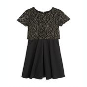 Laundry By Shelli Segal Girl&#39;s Layered-Look Lace Dress Black Size 16