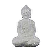 Urban Trends Collection Cement Meditating Buddha Figurine with Rounded Ushnisha in Mida No Jouin Mudra - White
