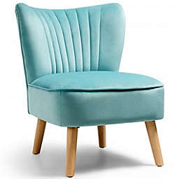 Costway Armless Accent Chair Modern Velvet Leisure Chair-Green