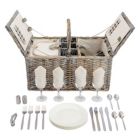 Alternate image 0 for Juvale Gray Wicker Picnic Basket Set for 4 with Insulated Cooler Bag, Silverware, Glasses, Napkins, Double Lid Design