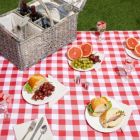 Alternate image 1 for Juvale Gray Wicker Picnic Basket Set for 4 with Insulated Cooler Bag, Silverware, Glasses, Napkins, Double Lid Design