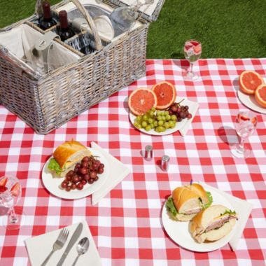 Juvale Gray Wicker Picnic Basket Set for 4 with Insulated Cooler Bag, Silverware, Glasses, Napkins, Double Lid Design. View a larger version of this product image.