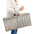 Alternate image 2 for Juvale Gray Wicker Picnic Basket Set for 4 with Insulated Cooler Bag, Silverware, Glasses, Napkins, Double Lid Design