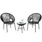 Alternate image 0 for Costway 3PCS Patio Acapulco Furniture Bistro Set with GlassTable-Black