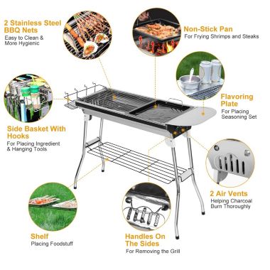 Eggracks By Global Phoenix Foldable BBQ Grill Portable Charcoal Barbeque Grill Stainless. View a larger version of this product image.