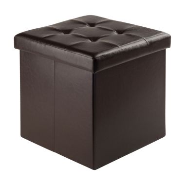 Winsome Ashford Solid Wood Ottoman with Storage Faux Leather in Espresso Finish. View a larger version of this product image.