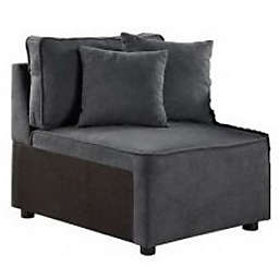 Saltoro Sherpi 29 Inch Modular Chair, Pocket Coil, 2 Pillows, Dark Charcoal Gray-