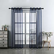 Kate Aurora Living 2 Piece Designer Sheer Voile Grommet Top Window Curtains - 52 in. W x 95 in. L, Navy Blue
