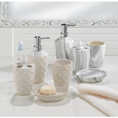 Accent Plus Marble Printed Bath Accessory Set. View a larger version of this product image.