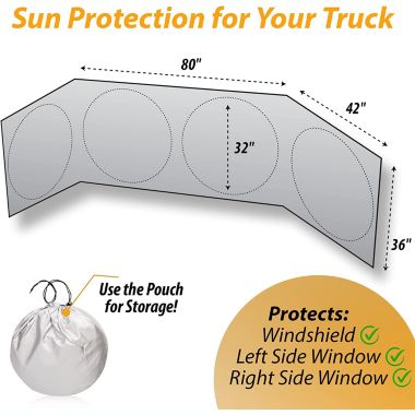 Zone Tech Semi-Truck Sunshade for Windshield and Side Window - Premium Quality Protective Reflective Magic Sunshade Maximum Coverage to Block UV Sun Heat Rays Best for Commercial, Semi & Big Rig Truck. View a larger version of this product image.