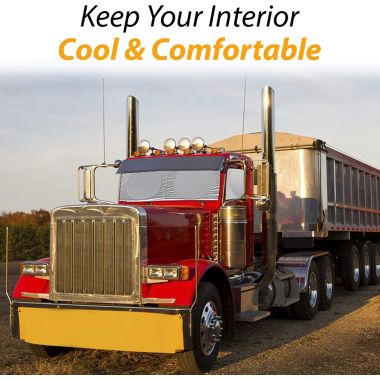 Zone Tech Semi-Truck Sunshade for Windshield and Side Window - Premium Quality Protective Reflective Magic Sunshade Maximum Coverage to Block UV Sun Heat Rays Best for Commercial, Semi & Big Rig Truck. View a larger version of this product image.