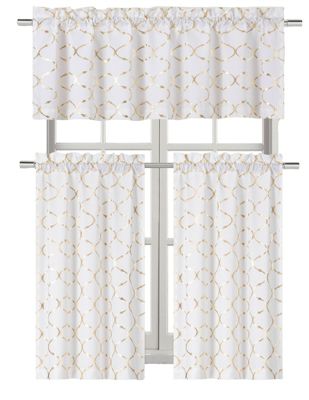 Popular Bath Seraphina Bathroom Window Curtain Set 54"L x 36"W Beige/Gold 