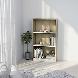 vidaXL 3-Tier Book Cabinet White and Sonoma Oak 23.6