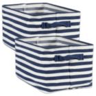 Alternate image 0 for DII Pe Coated Herringbone Woven Cotton Laundry Bin Stripe French Blue Rectangle Large 16X12.5X9.5 Set/2
