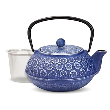 Juvale Blue Cast Iron Teapot with Stainless Steel Infuser (34oz). View a larger version of this product image.
