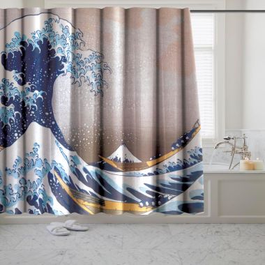 Carnation Home Fashions "The Great Wave" Museum Collection 100% Polyester Fabric Shower Curtain - Multi 70" x 72". View a larger version of this product image.