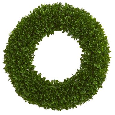 Nearly Natural Artificial Tea Leaf Outdoor Spring Wreath, 19.5-Inch. View a larger version of this product image.