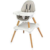Slickblue 5-in-1 Baby Wooden Convertible High Chair -Gray