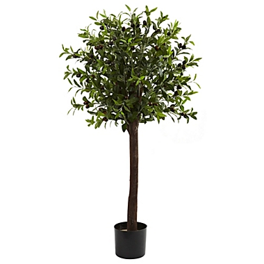 Nearly Natural 4&#39; Olive Topiary Silk Tree. View a larger version of this product image.