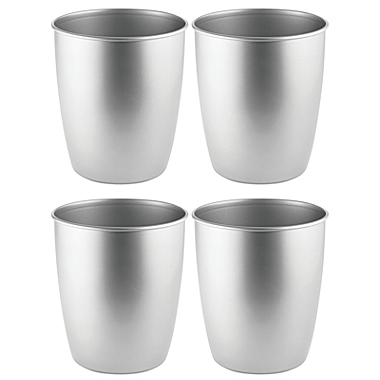 mDesign Round Metal Trash Can Wastebasket, Garbage Container, 4 Pack. View a larger version of this product image.