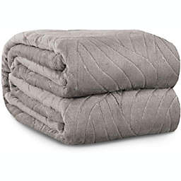 SHOPBEDDING Cozy Throw Blanket Fleece - Lightweight Throw Blanket for Couch or Sofa - Embossed Flannel Blanket for Travel - Grey, 50