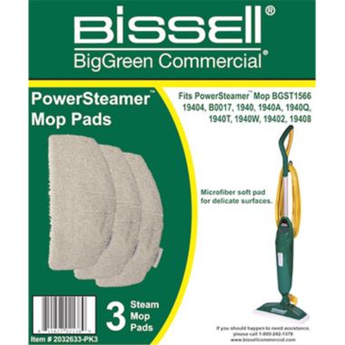 BISSELL COMMERCIAL REPLACEMENT MOP PADS FOR BGST1566, 3 PACK 2032633-PK3. View a larger version of this product image.