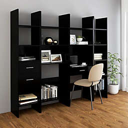 vidaXL 4 Piece Book Cabinet Set Black Chipboard
