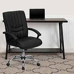 Emma + Oliver Mid-Back Black LeatherSoft Swivel Manager's Office Chair with Arms