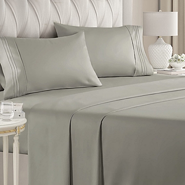 CGK Unlimited 4 Piece Microfiber Sheet Set - Queen - Light Grey. View a larger version of this product image.