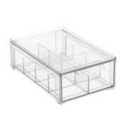 mDesign Stackable Kitchen Storage Bin Box with Pull-Out Drawer - Clear