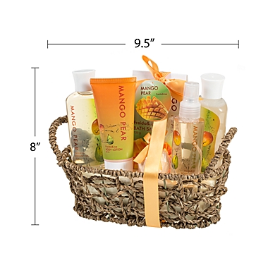 Freida and Joe Woven Basket Mango-Pear Fragrance Bath & Body Set. View a larger version of this product image.