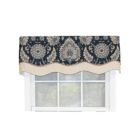 Alternate image 1 for RLF Home Wakeshire Glory Valance Indigo. 3" Rod Pocket, Layered, Trimmed. 50"W X 16"L