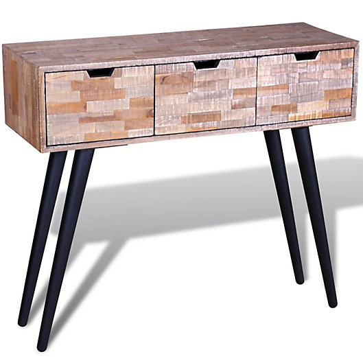 Bedside Table Solid Reclaimed Teak Wood 3 Drawers Bedroom Storage Free Delivery