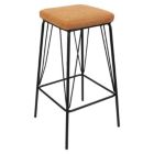 Alternate image 0 for LeisureMod Millard Leather Bar Stool With Metal Frame - Light Brown