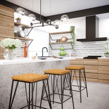 LeisureMod Millard Leather Bar Stool With Metal Frame - Light Brown. View a larger version of this product image.