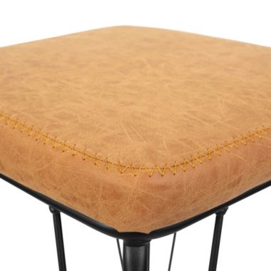 LeisureMod Millard Leather Bar Stool With Metal Frame - Light Brown. View a larger version of this product image.