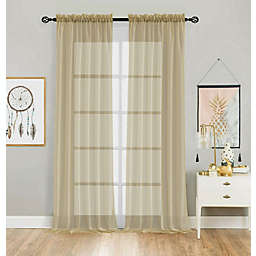 Kate Aurora Living 2 Pack Basic Home Rod Pocket Sheer Voile Window Curtains - 52 in. W x 95 in. L, Antique