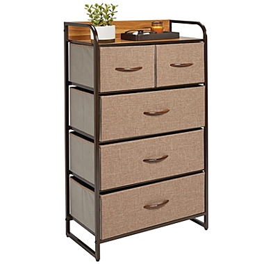 mDesign Tall Dresser Storage Chest, 5 Fabric Drawers. View a larger version of this product image.