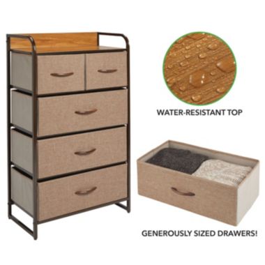 mDesign Tall Dresser Storage Chest, 5 Fabric Drawers. View a larger version of this product image.