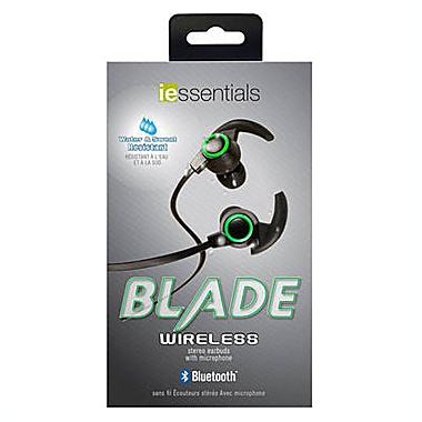 iEssentials - Earbud Bluetooth Blade Sport w/Mic Black/Green. View a larger version of this product image.