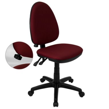 Flash Furniture Mid-Back Burgundy Fabric Multifunction Swivel Ergonomic Task Office Chair with Adjustable Lumbar Support. View a larger version of this product image.
