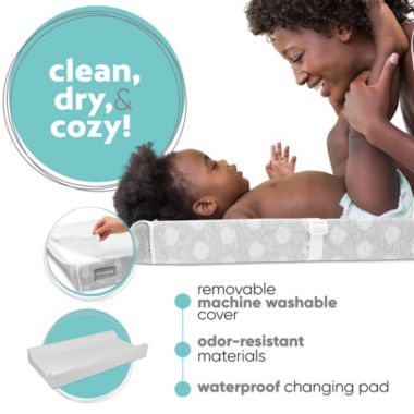 Contoured Changing Pad - Waterproof & Non-Slip Design, Includes a Cozy, Breathable, & Washable Pad Cover - by Jool Baby Products. View a larger version of this product image.